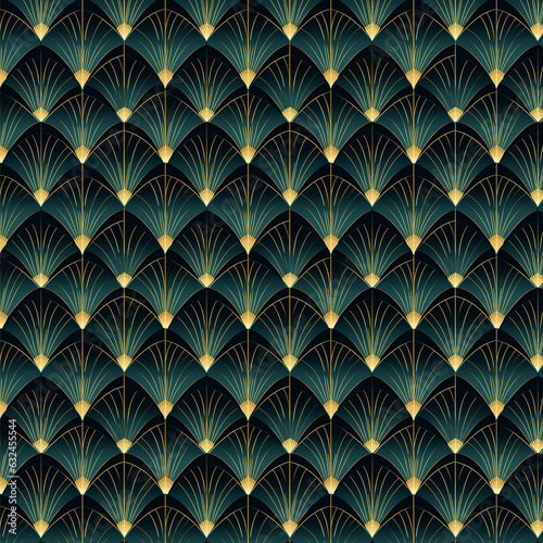 Art deco Abstract Pattern Wide. Generative Ai