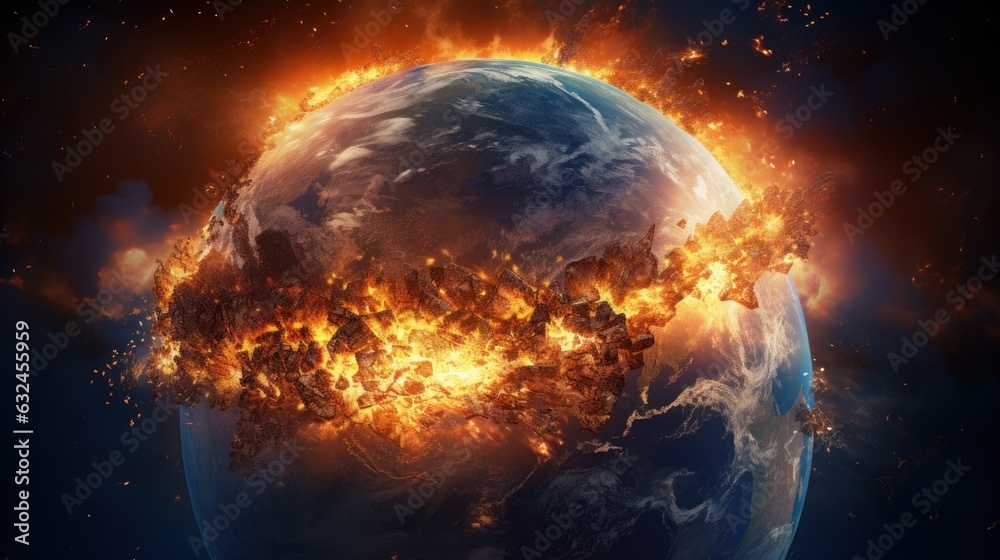Global Warming Destroying our Planet, Burning and Exploding Earth, Global Catastrophe Concept. Generative Ai Global Warming Destroying our Planet, Burning and Exploding Earth, Global Catastrophe Concept. Generative Ai