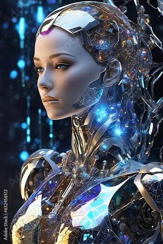 beautiful robot woman, robotic, Technology, Generative AI photo