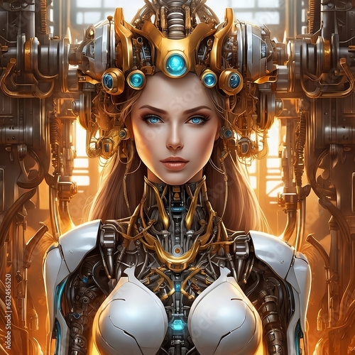 beautiful robot woman, robotic, Technology, Generative AI photo