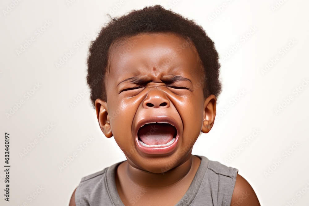 Close-up photo of cute little black baby boy child crying Close-up photo of cute little black baby boy child crying