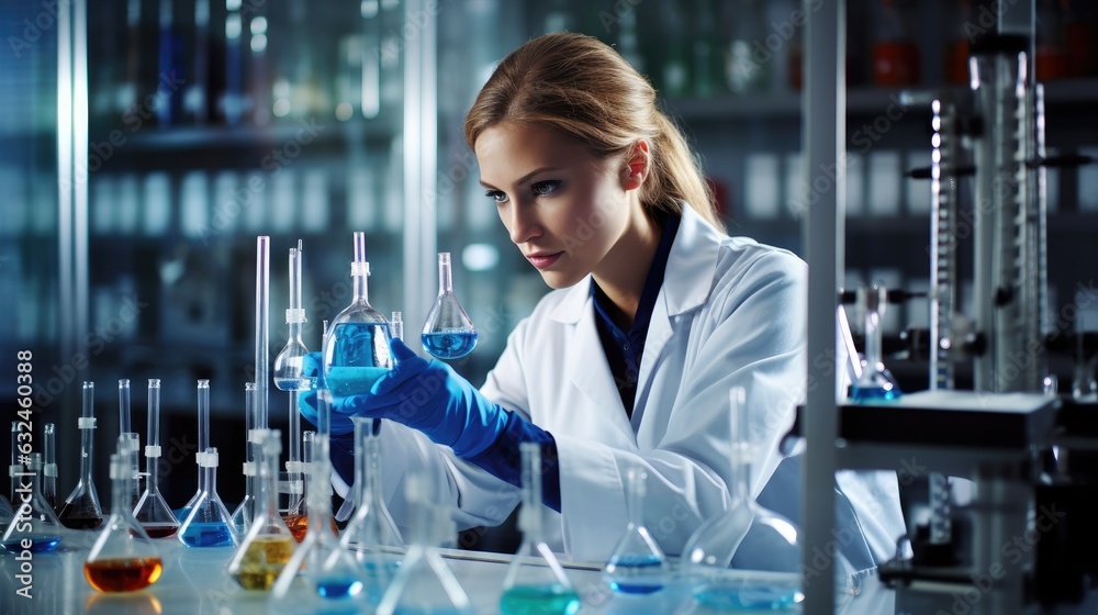 Chemist in a lab. Generative AI