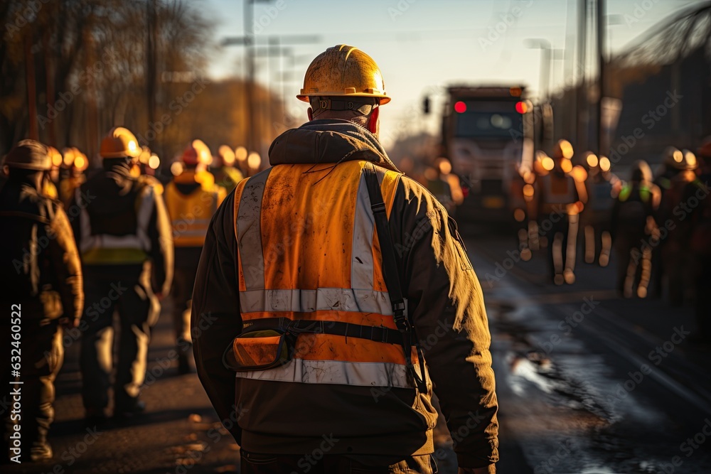 workers working highway construction project. Generated with AI