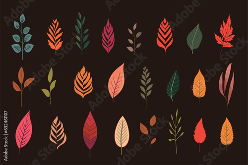 ラフなタッチの植物のイラスト。北欧風の 葉っぱのイラスト