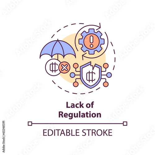 2D editable lack of regulation thin line icon concept, isolated vector, multicolor illustration representing digital currency.