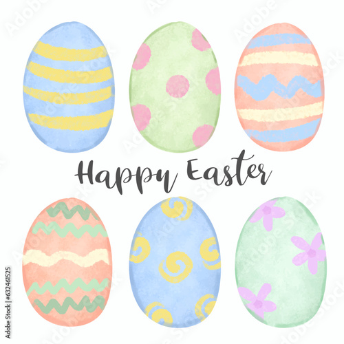 Set of beautiful eggs on Happy Easter