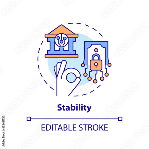 2D editable stability thin line icon concept, isolated vector, multicolor illustration representing digital currency.