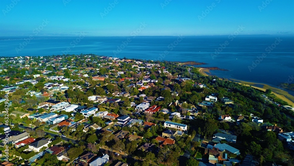 aerial view of a bright sunny day at the beach