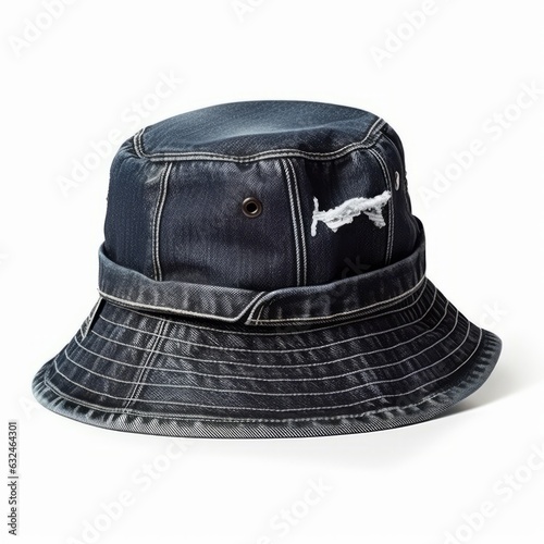 Denim bucket hat blue color isolated on white background
