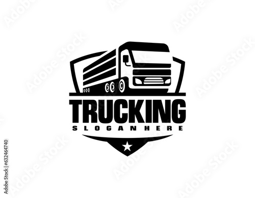 trucking company logo. Bold badge emblem logo concept. Ready made logo template set vector isolated