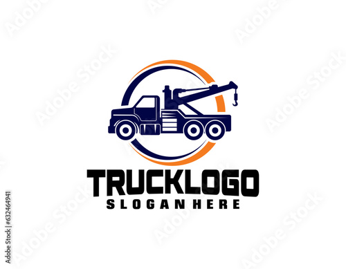 Towing truck service logo vector for transportation company. Heavy equipment template vector illustration for your brand.