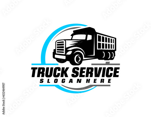 Dump trucking company logo design. Tipper truck logo vector isolated. Ready made logo template set vector isolated