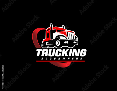 Trucking company logo. Bold badge emblem logo concept. Ready made logo template set vector isolated