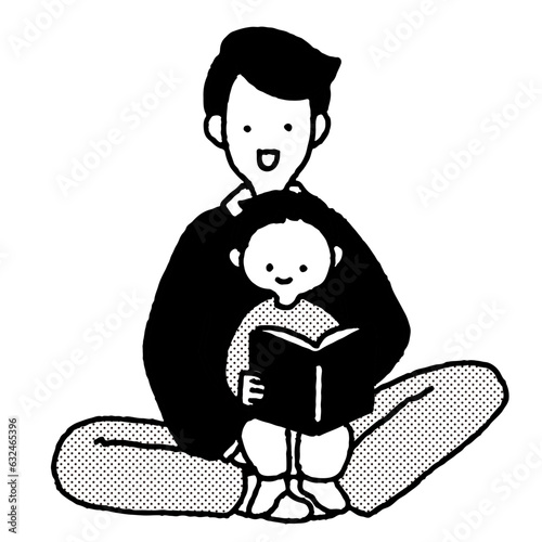 読み聞かせをするお父さん