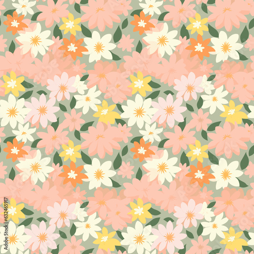 A floral graphic pattern, weaving together flowers and leaves in a harmonious design. This versatile pattern evokes natural beauty and elegance, suitable for textiles, wallpapers, and creative project