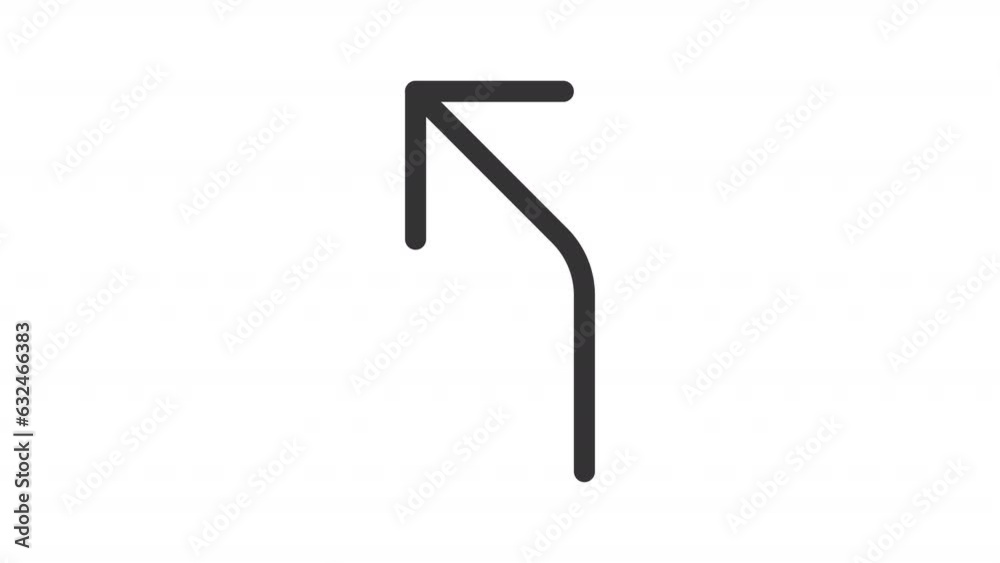 Black icon animation of road curves to left arrow, HD video with transparent background, seamless loop 4K video, road directional sign. Black icon animation of road curves to left arrow, HD video with transparent background, seamless loop 4K video, road directional sign.