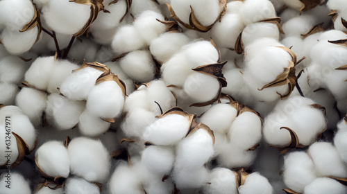 White Cotton Balls on a Branch: A Detailed and High-Quality Image of a Raw and Pure Fiber with a Gray Background AI Generative photo
