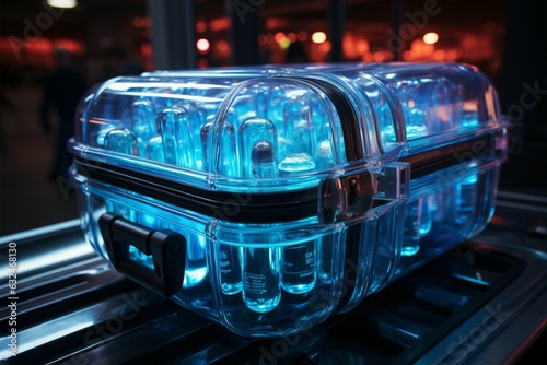 X ray scan exposes smuggling capsules hidden in airport baggage, security alert Generative AI photo