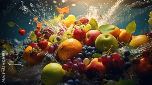 Epic Photography Shot of Summer Fresh Fruits Background, Lively Summer Season Concept. Generative Ai