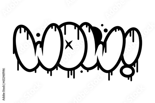 Black Wow Graffiti as Street Wall Painting Art Vector Illustration