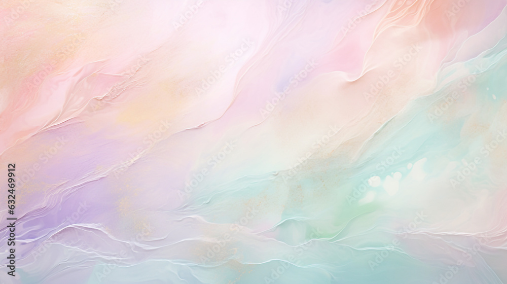 abstract background using a delicate and soft color palette, featuring pastel tones like blush pink, lavender, mint green, and hints of shimmering gold or silver