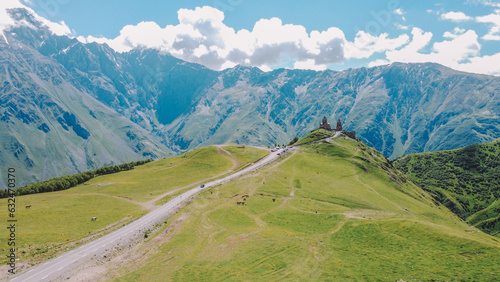 Gergeti trinity church in Georgia photo