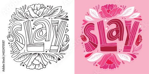 Funny color hand drawn doodle lettering postcard. T-shirt design, mug print, bag print, doodle template print.