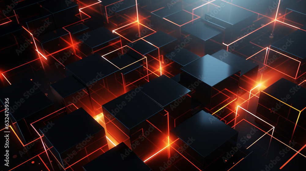Fototapeta premium a visually striking abstract background by arranging interconnected boxes in a square mesh pattern