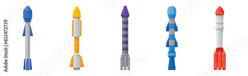 Military Guided Missiles of Different Color and Shape Vector Set