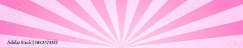 Circus or carnival pattern with pink radial stripes. Rosy sunburst, explosion or surprise effect, anime manga style background. Bubble gum, lollipop candy, ice cream texture. Vector illustration