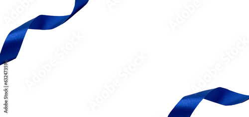 curly royal blue ribbons isolated on transparent background, for birthday or celebration concept, PNG image