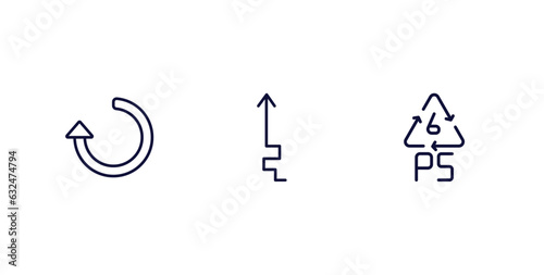 set of user interface thin line icons. user interface outline icons included refresh left arrow, arrow heading up, 6 ps vector.