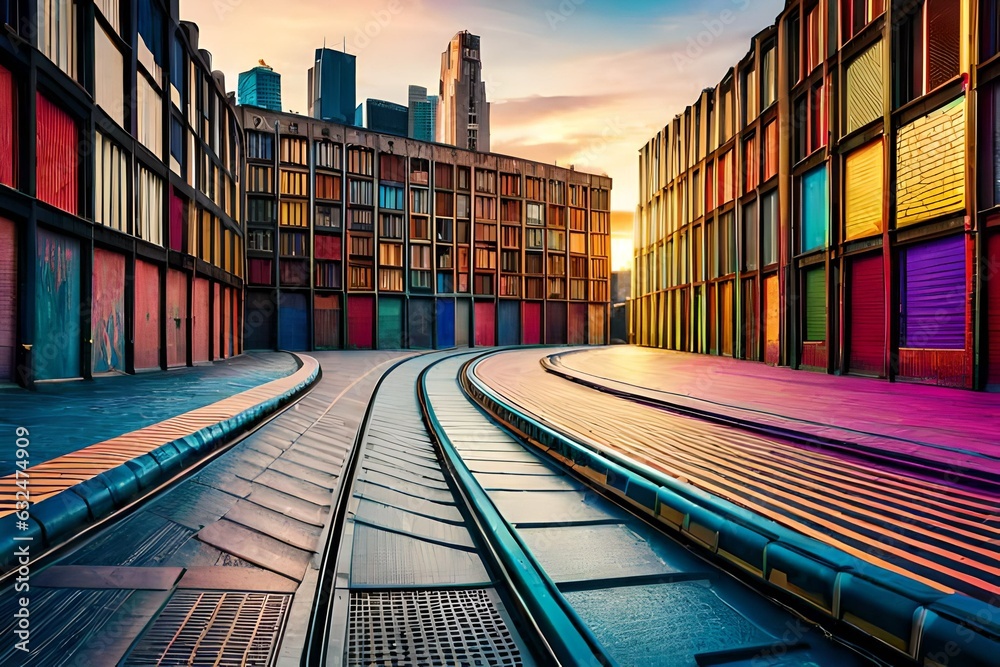Fototapeta premium containers in a warehouse generating by AI technology