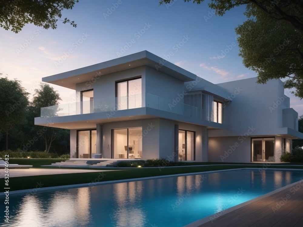 Fototapeta premium modern house with pool