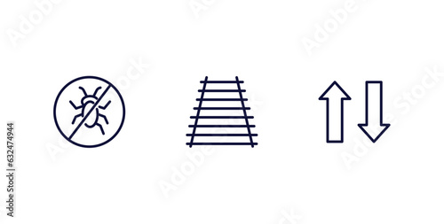 set of traffic signs thin line icons. traffic signs outline icons included no insects, railway, two ways vector.