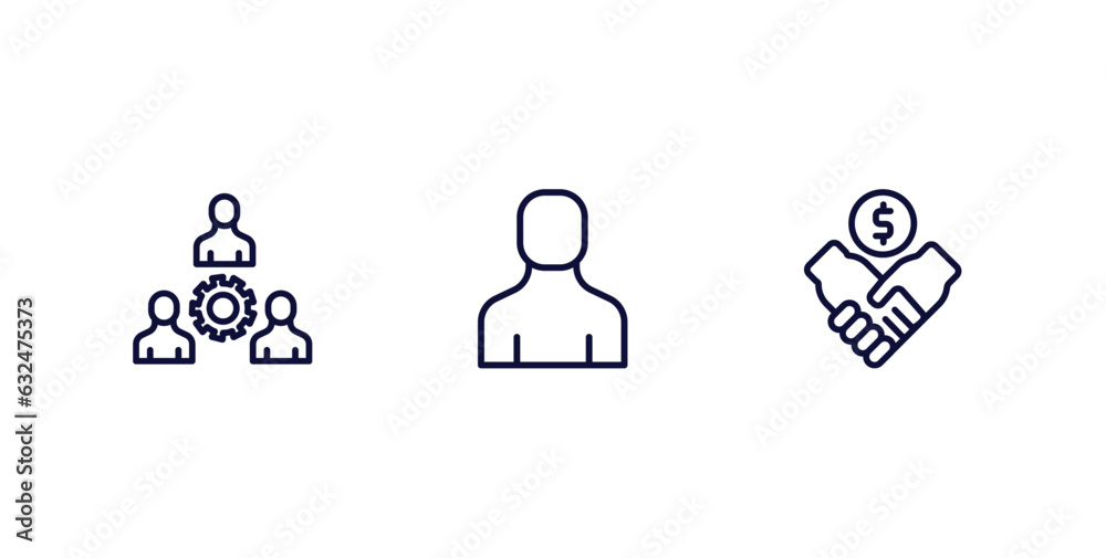 set of strategy thin line icons. strategy outline icons included collaboration, avatar, deal vector. set of strategy thin line icons. strategy outline icons included collaboration, avatar, deal vector.