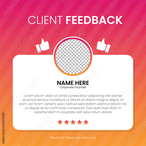 Customer feedback, Client testimonial social media post web banner template