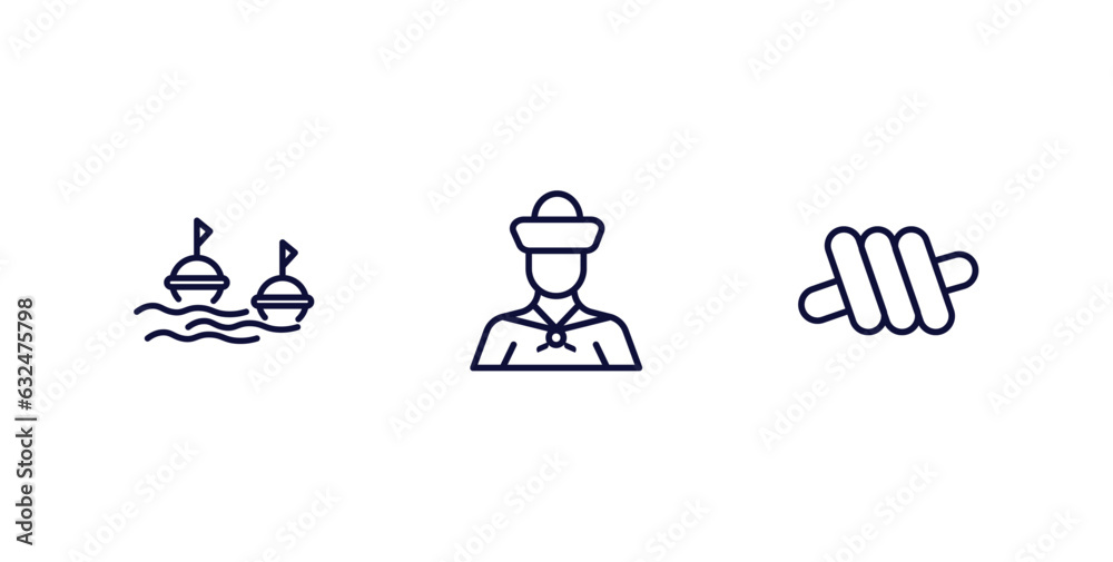 set of nautical thin line icons. nautical outline icons included buoys, sailor, knot vector. set of nautical thin line icons. nautical outline icons included buoys, sailor, knot vector.