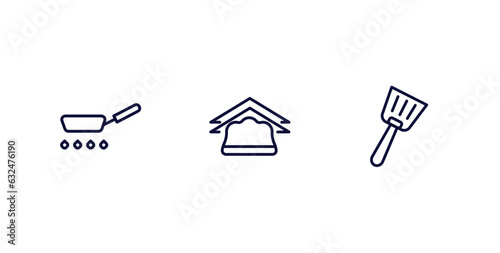set of kitchen thin line icons. kitchen outline icons included pan, napkin, spatula vector.
