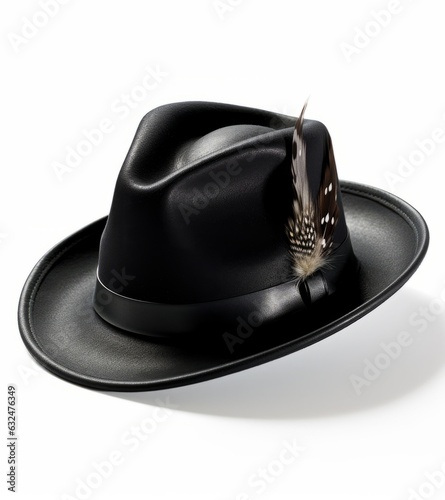 Black fedora hat isolated on white background