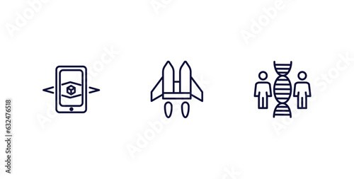 set of automation and high thin line icons. automation and high outline icons included augmented reality, jetpack, cloning vector.
