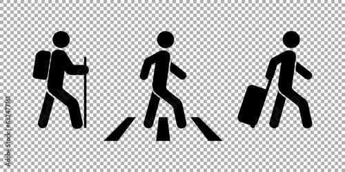 People icon. Tourist, pedestrian, traveler isolated on white background
