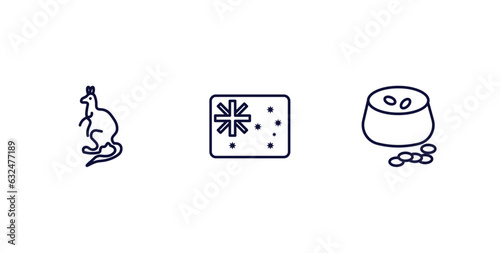 set of culture and civilization thin line icons. culture and civilization outline icons included australian kangaroo, australian flag, ajoblanco vector.