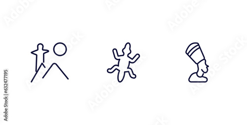 set of culture and civilization thin line icons. culture and civilization outline icons included rio de janeiro, gecko top view shape, nefertiti vector.