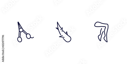 set of beauty and elegance thin line icons. beauty and elegance outline icons included hair scissors, aloe vera, legs vector.