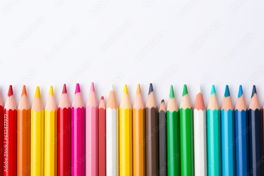Coloring pencils in a row. Beautiful illustration picture. Generative AI Coloring pencils in a row. Beautiful illustration picture. Generative AI