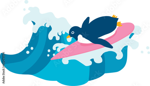 波乗りペンギン　イラスト