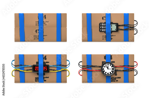 Plastid bomb dynamite power countdown warning attack explosive mechanism set realistic vector