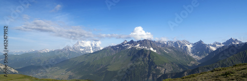 Panorama Caucasus Mountains in summer. Georgia, Svaneti