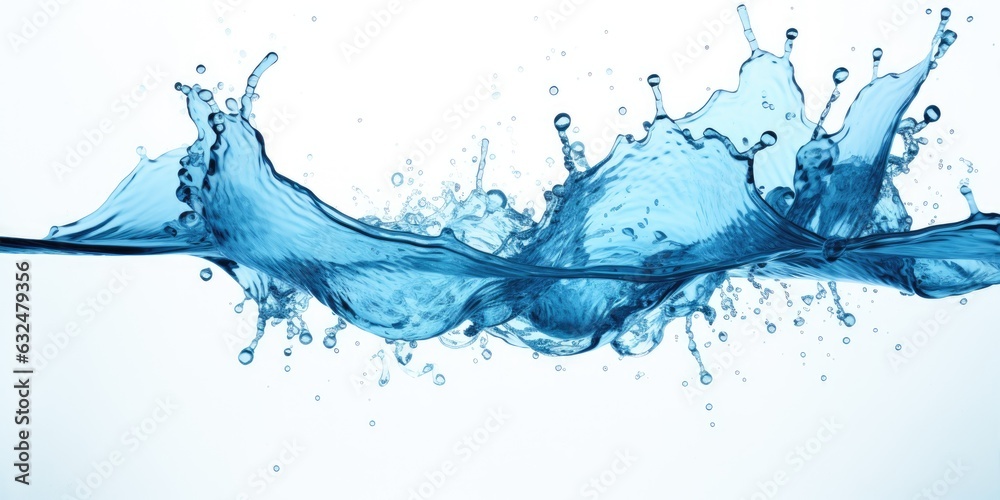 Obraz premium Blue water splashing on white background. Generative AI